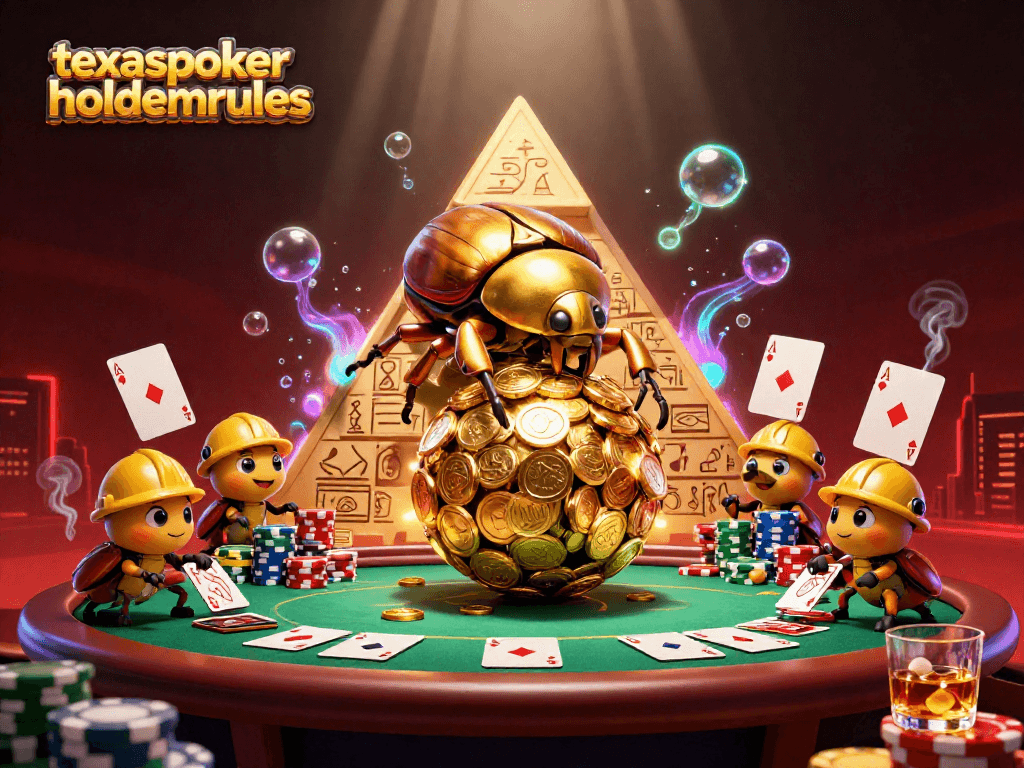 Engage in the strategic gameplay of texaspokerholdemrules with golden beetles and casino elements