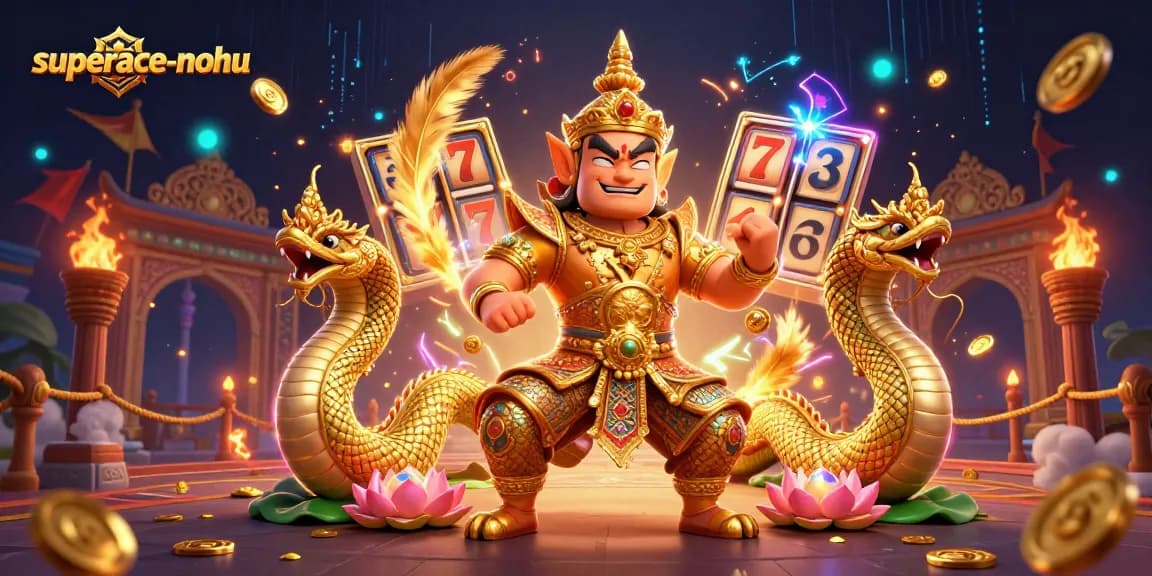 Engage with superace-nohu as you spin the reels amidst vibrant casino elements and lively characters.