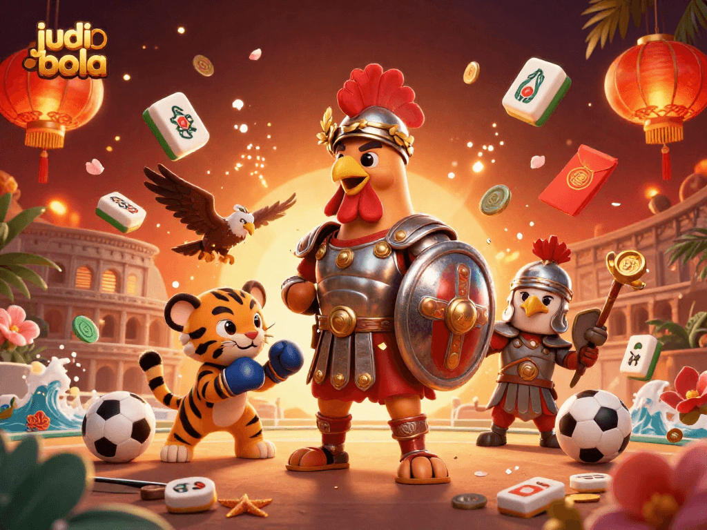 Engage in judi bola excitement with dynamic 3D elements in a vivid gaming scene.