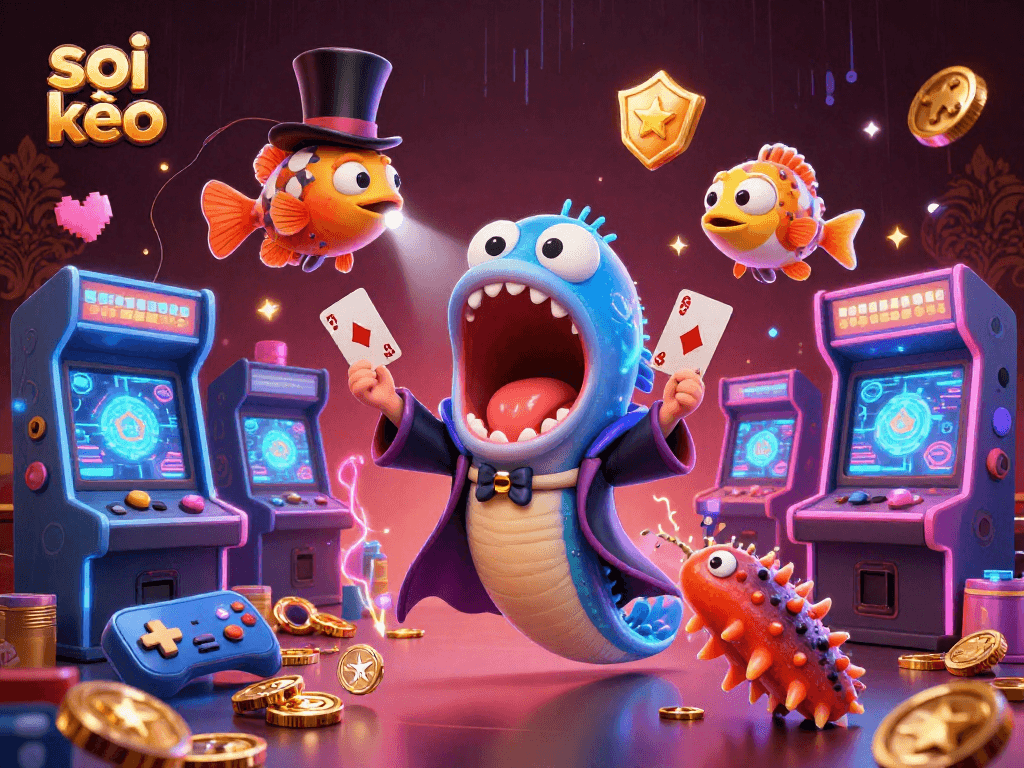 Soi kèo odds analysis illustrated with fantastical sea creatures performing magic tricks in a vibrant casino setting.