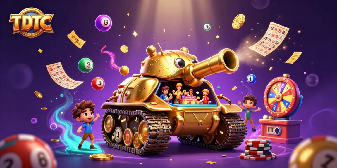 Celebrate wins with TDTC in this vibrant casino scene featuring golden jackpot elements.