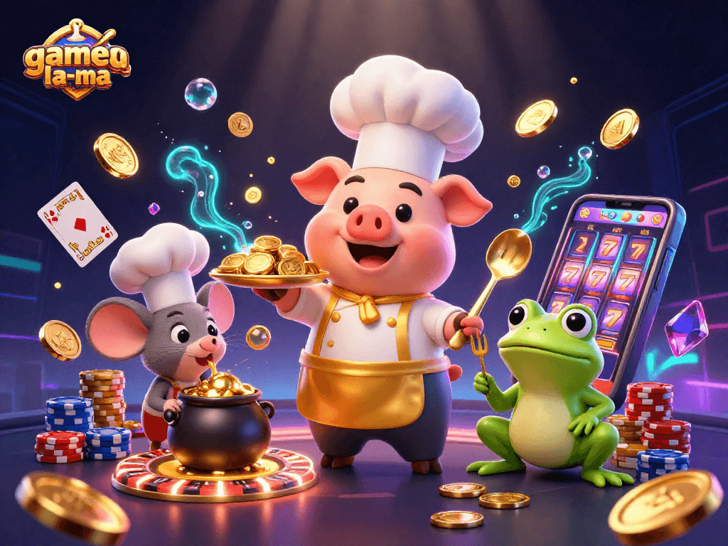 Spin your luck with game-la-ma's exciting characters and vibrant casino elements!