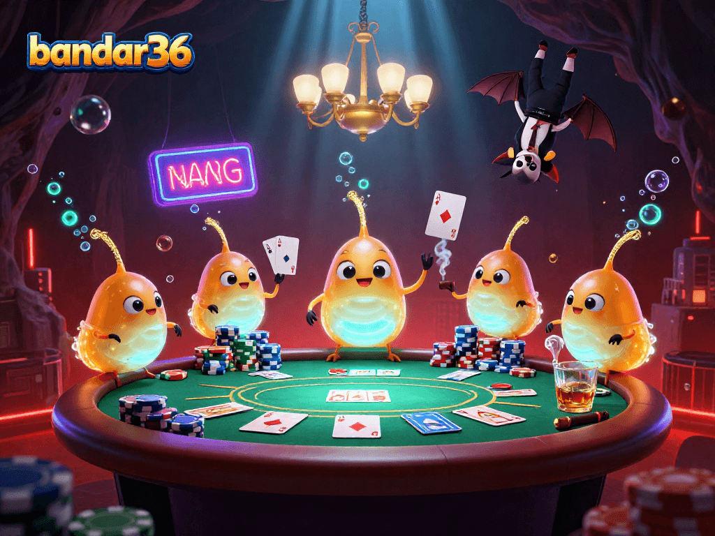 bandar36 menampilkan suasana kasino dengan cacing glowworm dan dealer kelelawar