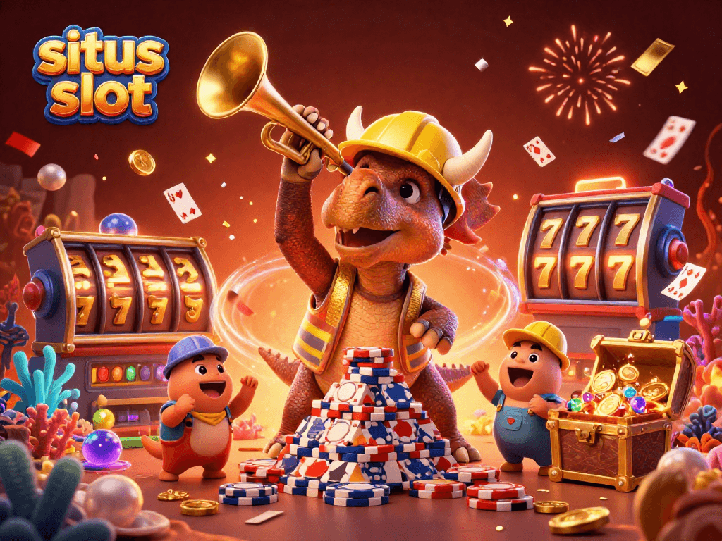 Gamer meraih kemenangan di situs slot dengan desain penuh warna dan elemen yang menarik.