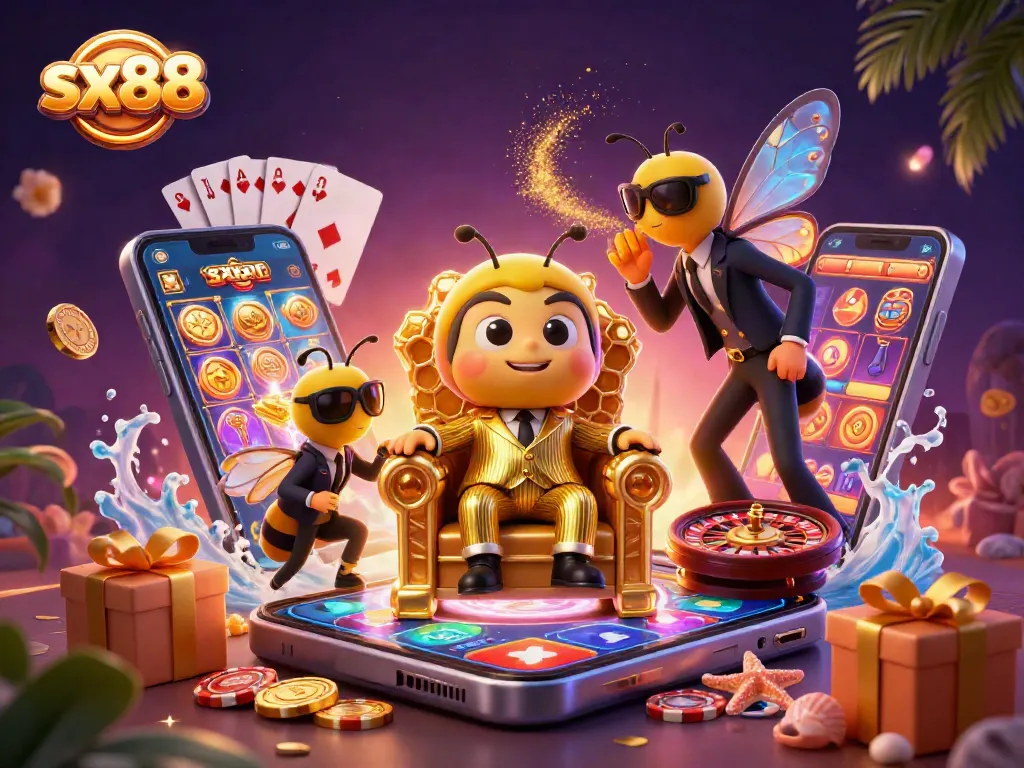 Sparkling sx88 slot games enrich the 3D casino scene with colorful elements and dynamic action.