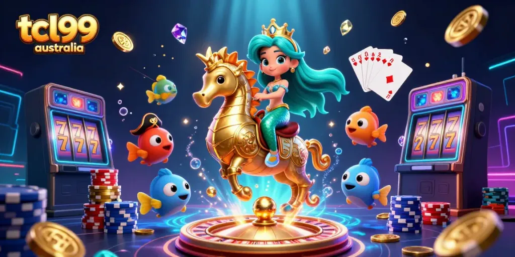 Experience thrilling wins at tcl99 australia with a vibrant casino-themed underwater scene.