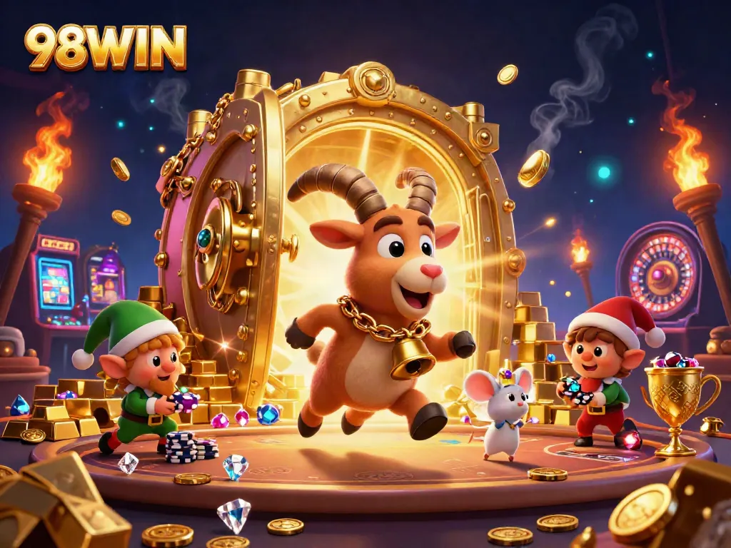 Experience thrilling play at 98WIN's vibrant casino, featuring lively characters and exciting gaming elements.