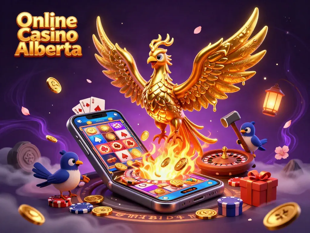 Experience Online Casino Alberta with a vibrant 3D phoenix and exciting gameplay visuals.