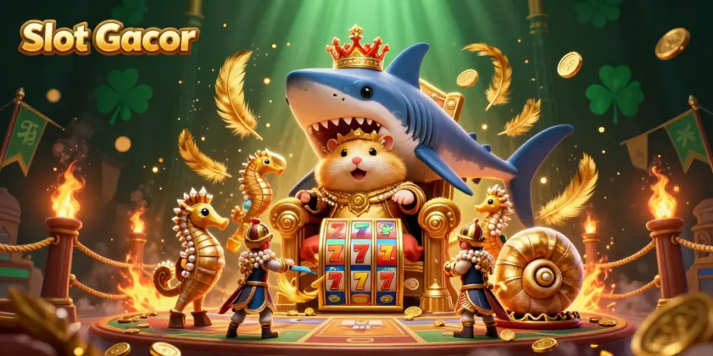 Engage with Slot Gacor and experience vibrant winning dynamics in a casino-themed colorful 3D illustration.