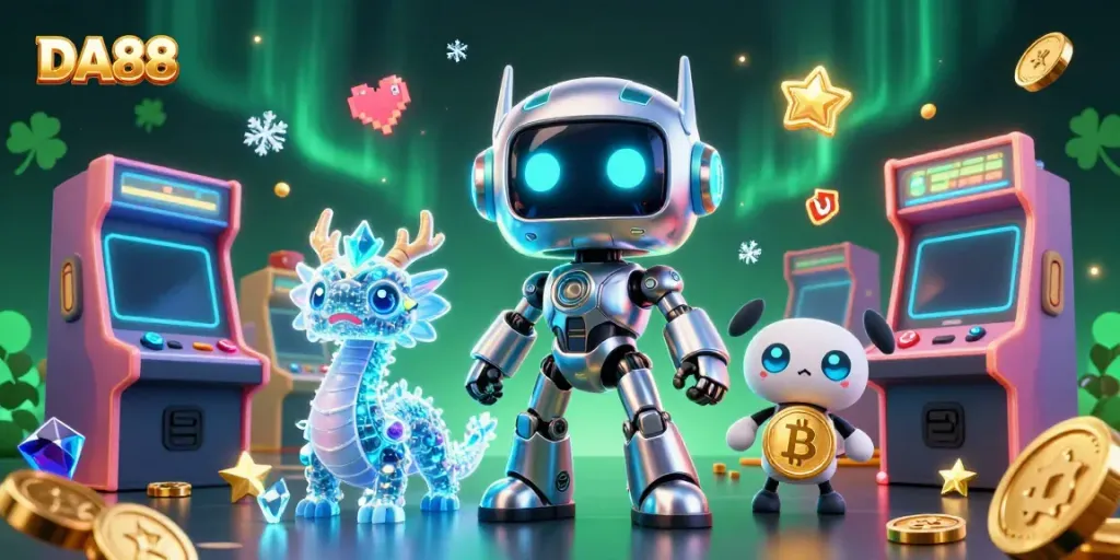 Experience the thrill of DA88 gaming with a vibrant cyberpunk casino scene featuring characters and exciting game elements.