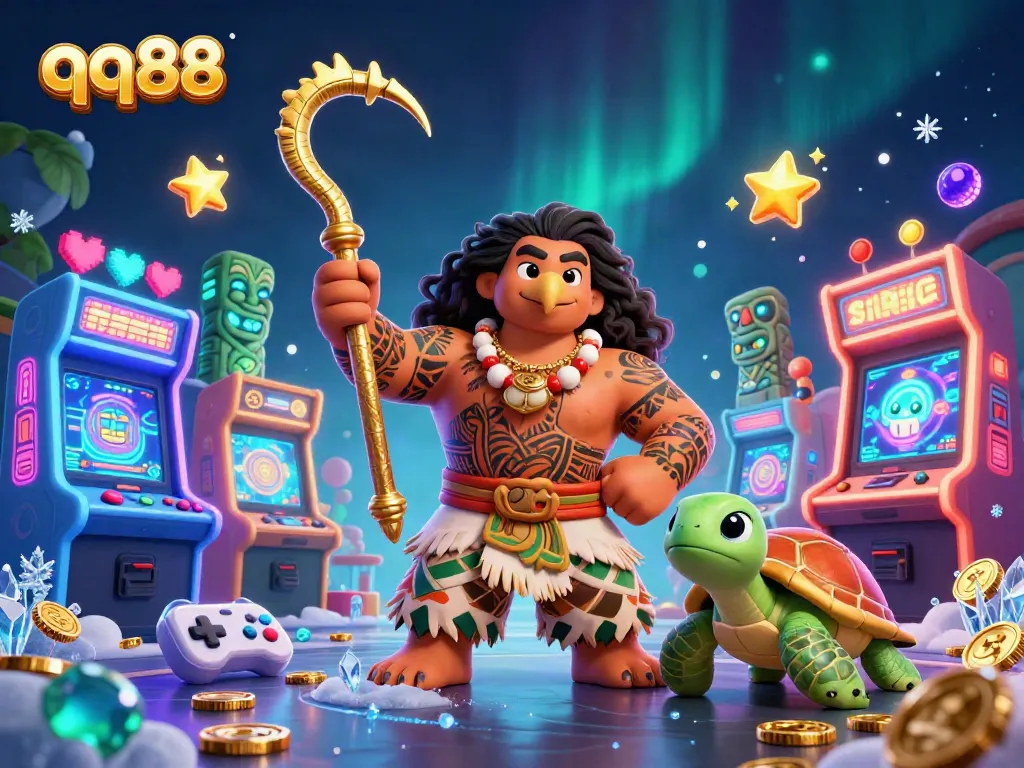Engage with the thrilling qq88 gaming scene featuring vibrant characters and dynamic casino elements.