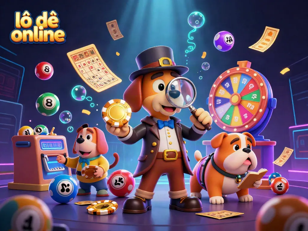 Engage in lô đề online with a detective exploring lottery clues in a dynamic casino scene.