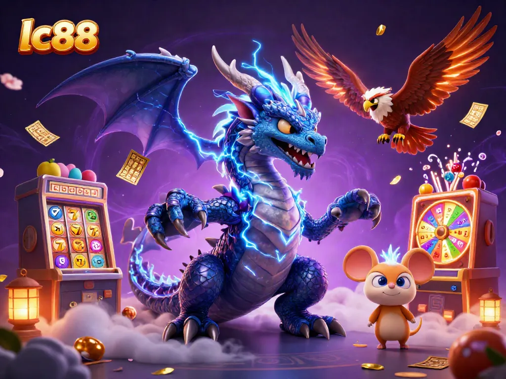 Engage with lc88's thrilling 3D casino adventure featuring energetic characters and vibrant game elements.