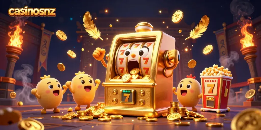 Experience the thrill at casinosnz with our exciting jackpot animation and golden slot machines!