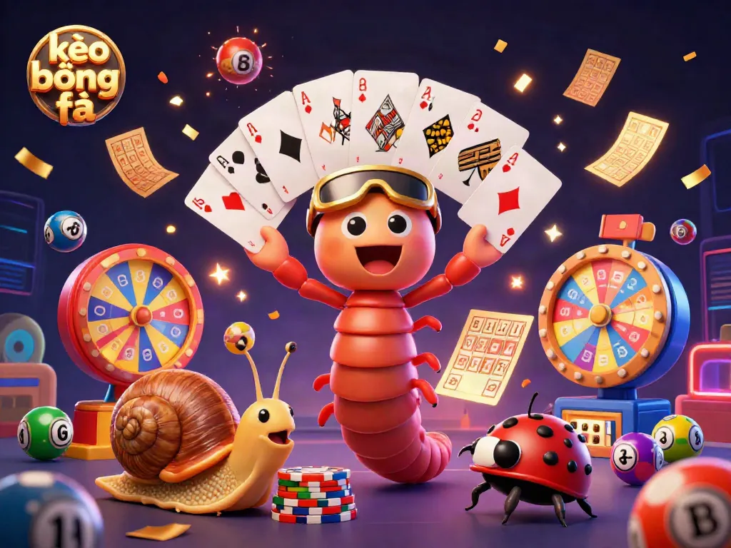 Experience kèo bóng đá excitement with a dynamic scene of characters and vibrant game elements in a colorful casino atmosphere.