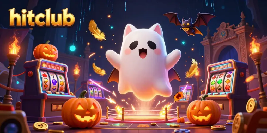 Join the hitclub for thrilling slot adventures with a ghost cat, bat, and glowing poker jack-o-lanterns.