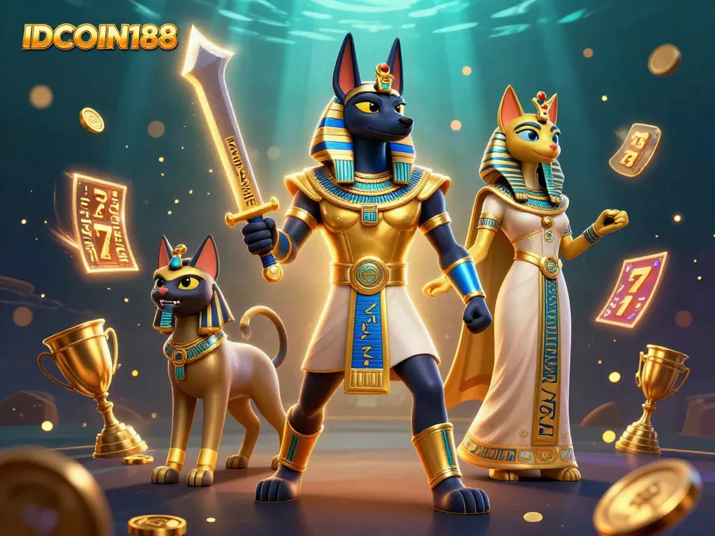 Experience thrilling gameplay with IDCOIN188 in this vibrant 3D casino illustration.