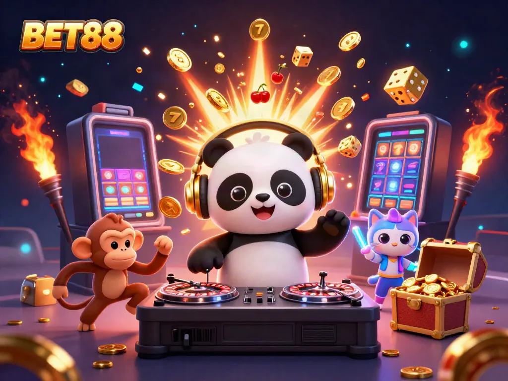 BET88 mang đến trải nghiệm cá cược tuyệt vời với DJ panda, khỉ nhảy múa và mèo rave.