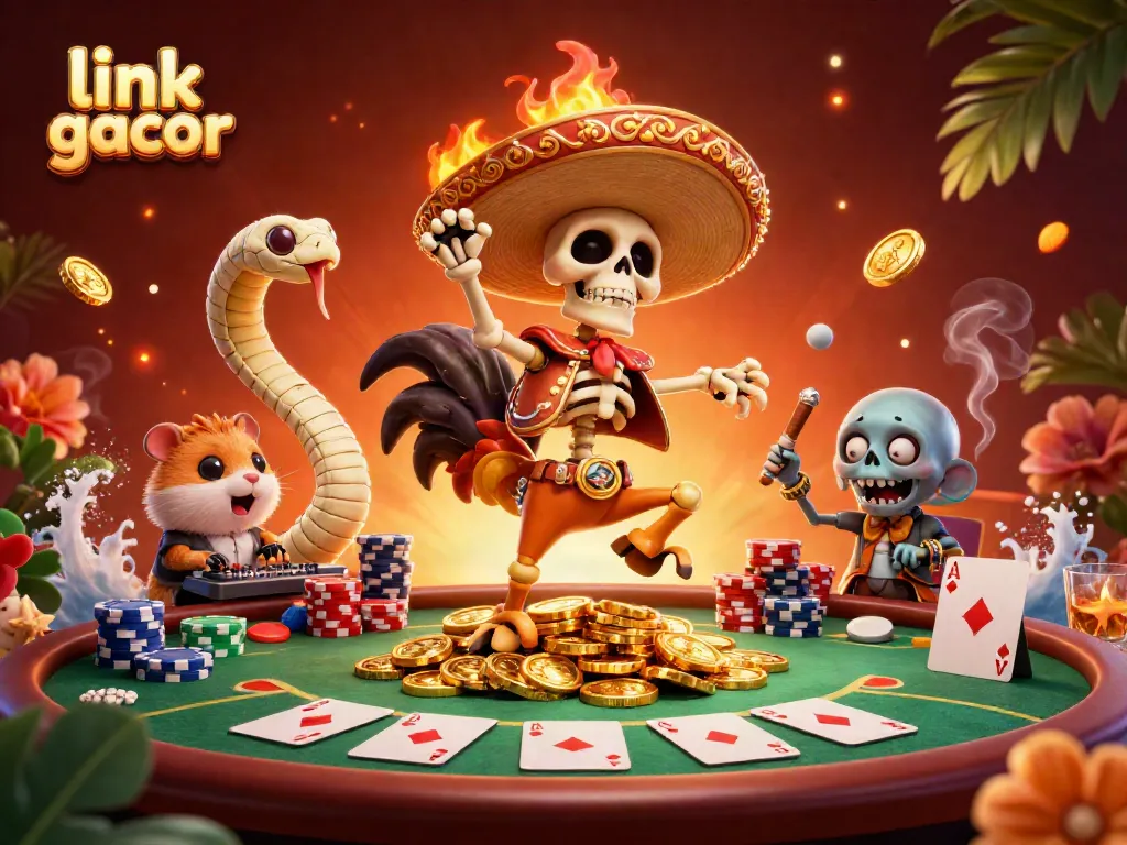 Experience the thrill of link gacor with vibrant characters and a festive casino atmosphere.