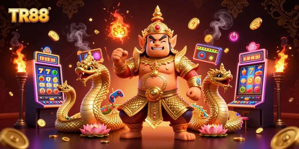 Engage with TR88, where cartoon guardians and Naga serpents illuminate the gaming realm.