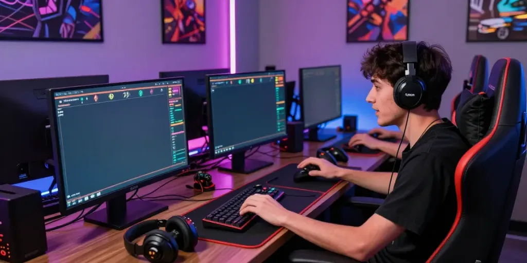 Engaged player enjoying a thrilling toto togel game in a vibrant gaming environment