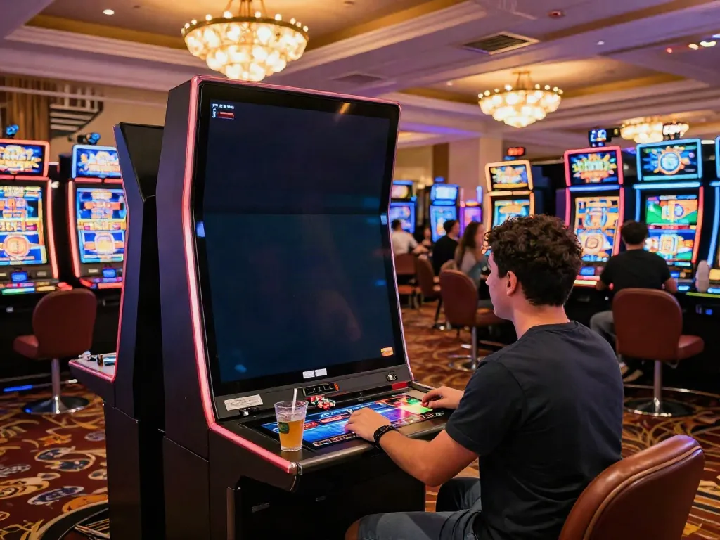 Engaging slot demo gaming scene in a lively casino atmosphere.
