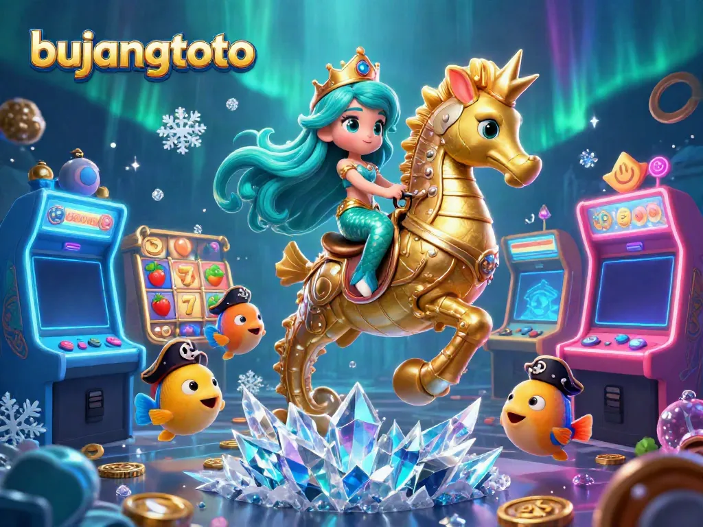 Experience the thrill of bujangtoto with vibrant slot reels and a magical underwater scene.
