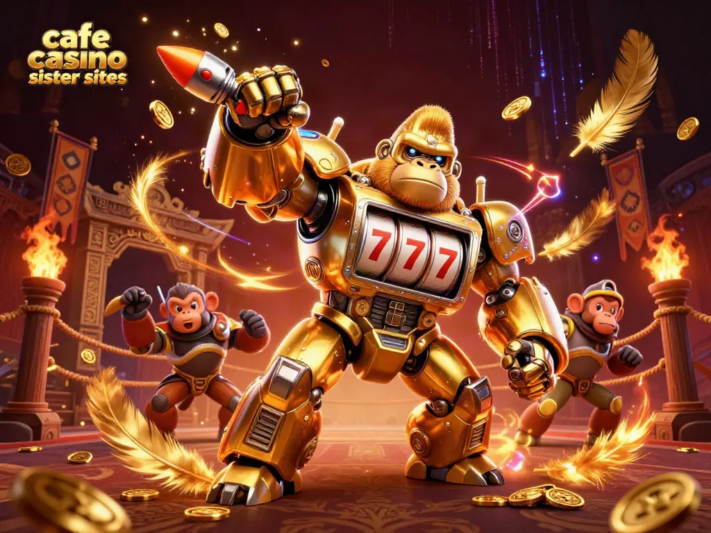 Engage with cafe casino sister sites through exciting gameplay featuring a golden gorilla mech