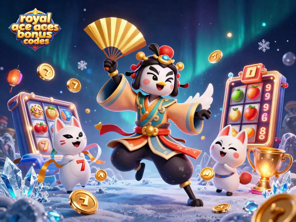Engage with royal ace bonus codes through iconic slots gaming elements, featuring vibrant 3D characters.