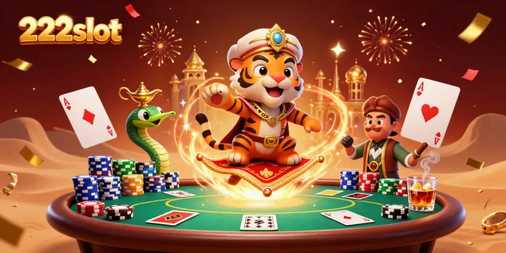 Mengakses 222slot dengan cara cepat melalui ilustrasi kasino yang ceria dan menyeronokkan.