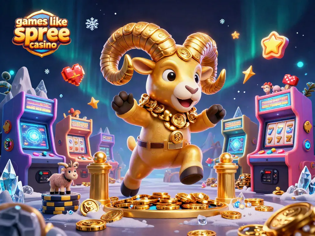 Experience games like spree casino with vibrant 3D casino elements and golden ram in action.