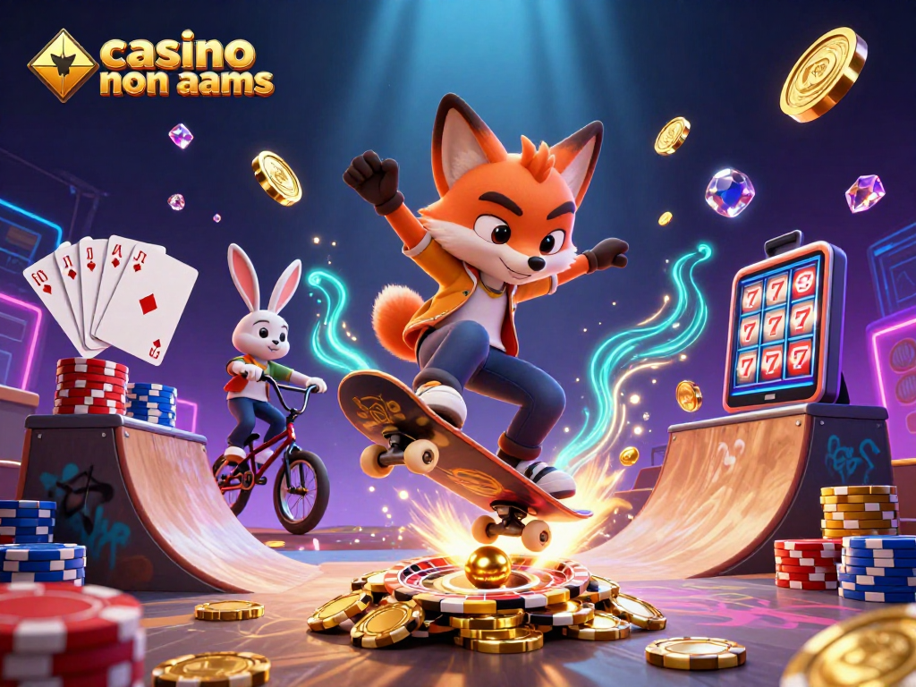 Vinci nel casino non AAMS mentre la volpe skateboarder esegue un trick sopra le fiches d'oro.