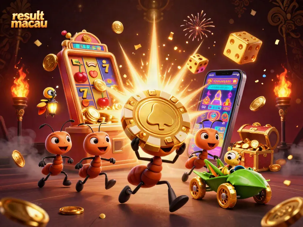 Exciting result macau scene showcasing ants and dynamic casino elements erupting with energy