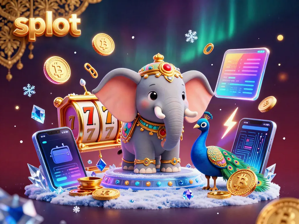 Engage with vibrant slot games showcasing a colorful elephant and peacock amid crypto elements.