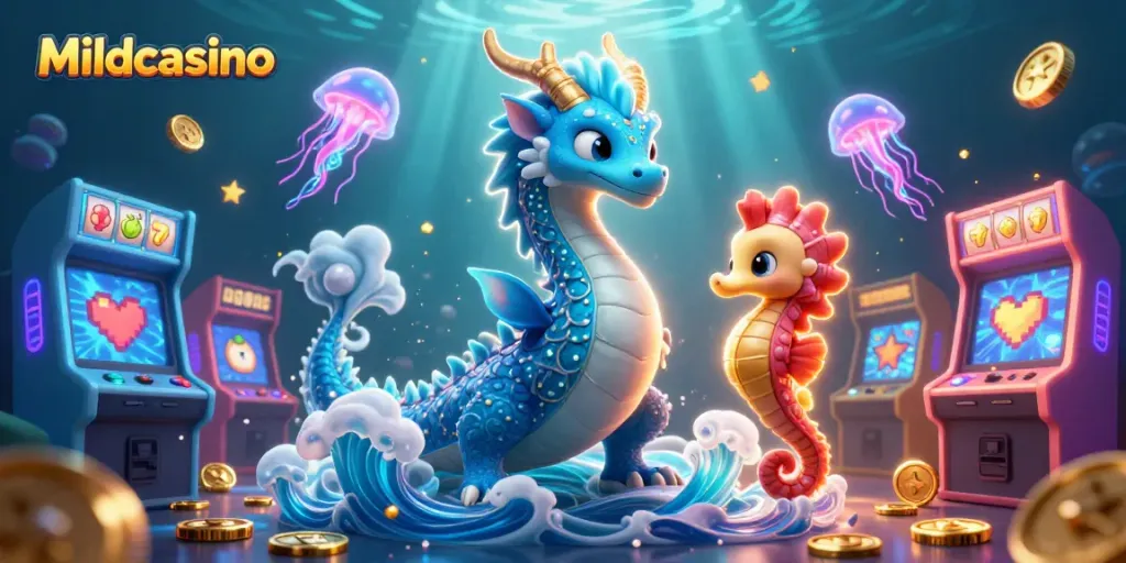 Mildcasino showcases a captivating underwater world of exhilarating games, featuring vibrant characters and dynamic casino elements.