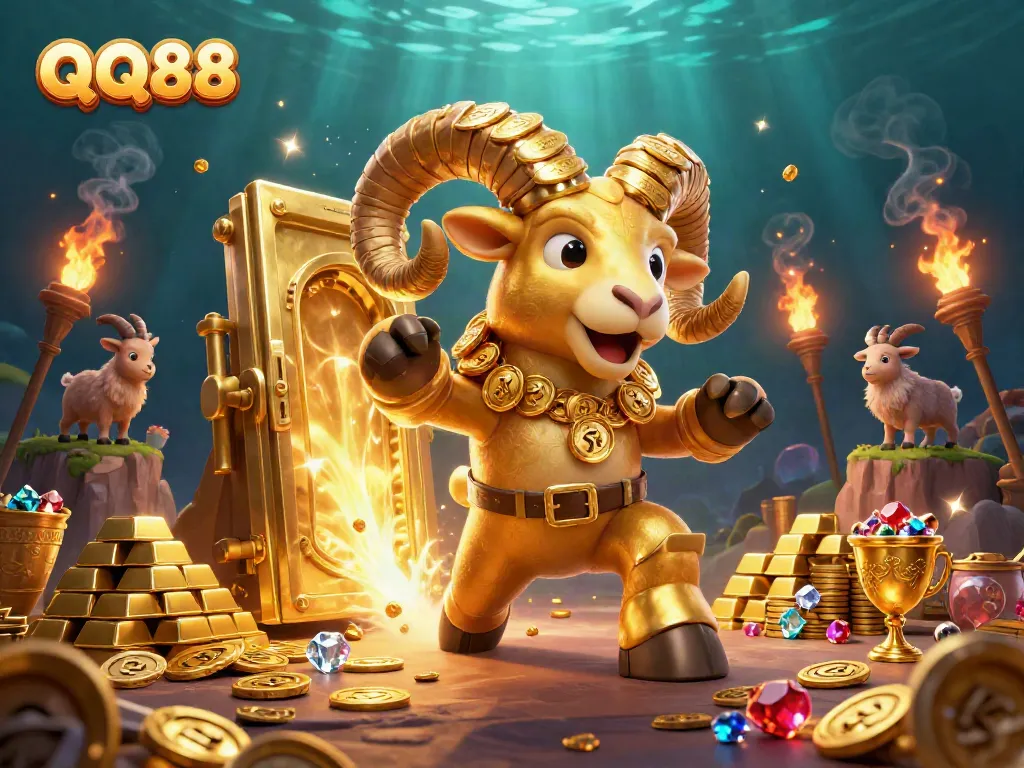Experience the excitement at QQ88 with a vibrant casino adventure featuring gold, gems, and dynamic gaming elements.