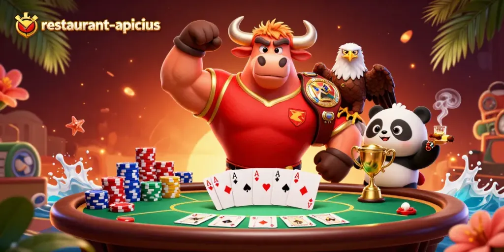 Experience thrilling gameplay at restaurant-apicius with competitive poker action and vibrant characters.