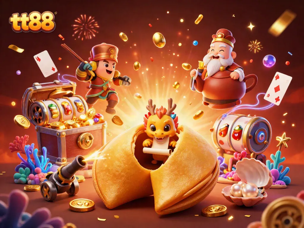 Experience thrilling gaming at tt88 with a vibrant, colorful casino illustration showcasing a fantasy theme.